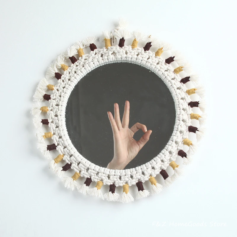 Богемный макраме настенный подвесной макияж ручной работы декоративное круглое