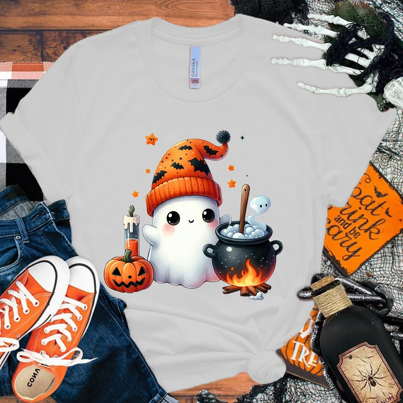 Популярные женские повседневные рубашки с рисунком Boo на Хэллоуин летние