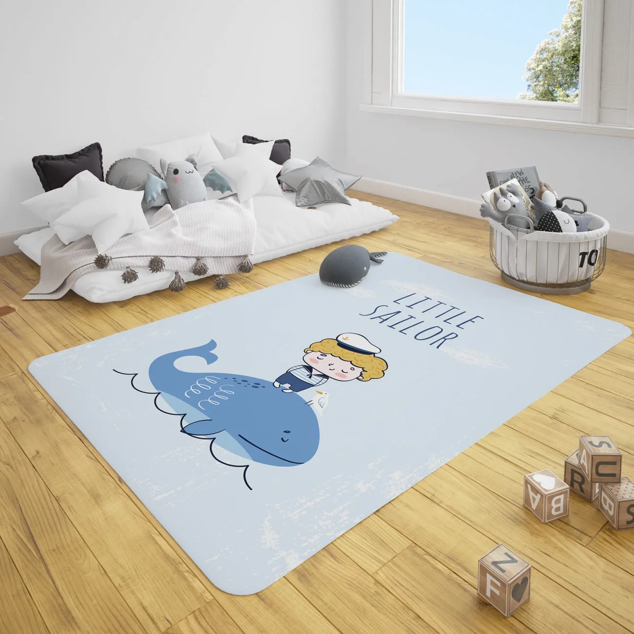 

Cute little sailor male water pattern baby play mat round rectangle children rug newborn crawling padi nursery decor rugs