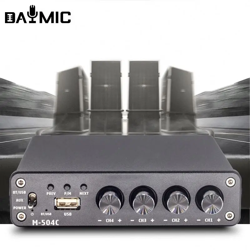 

Aoshen M1 classic amp 4 Channel 5.0 BT Sound Power HiFi Amplifiers 50Wx4 Home Theater Speaker Amplificador Audio In stock
