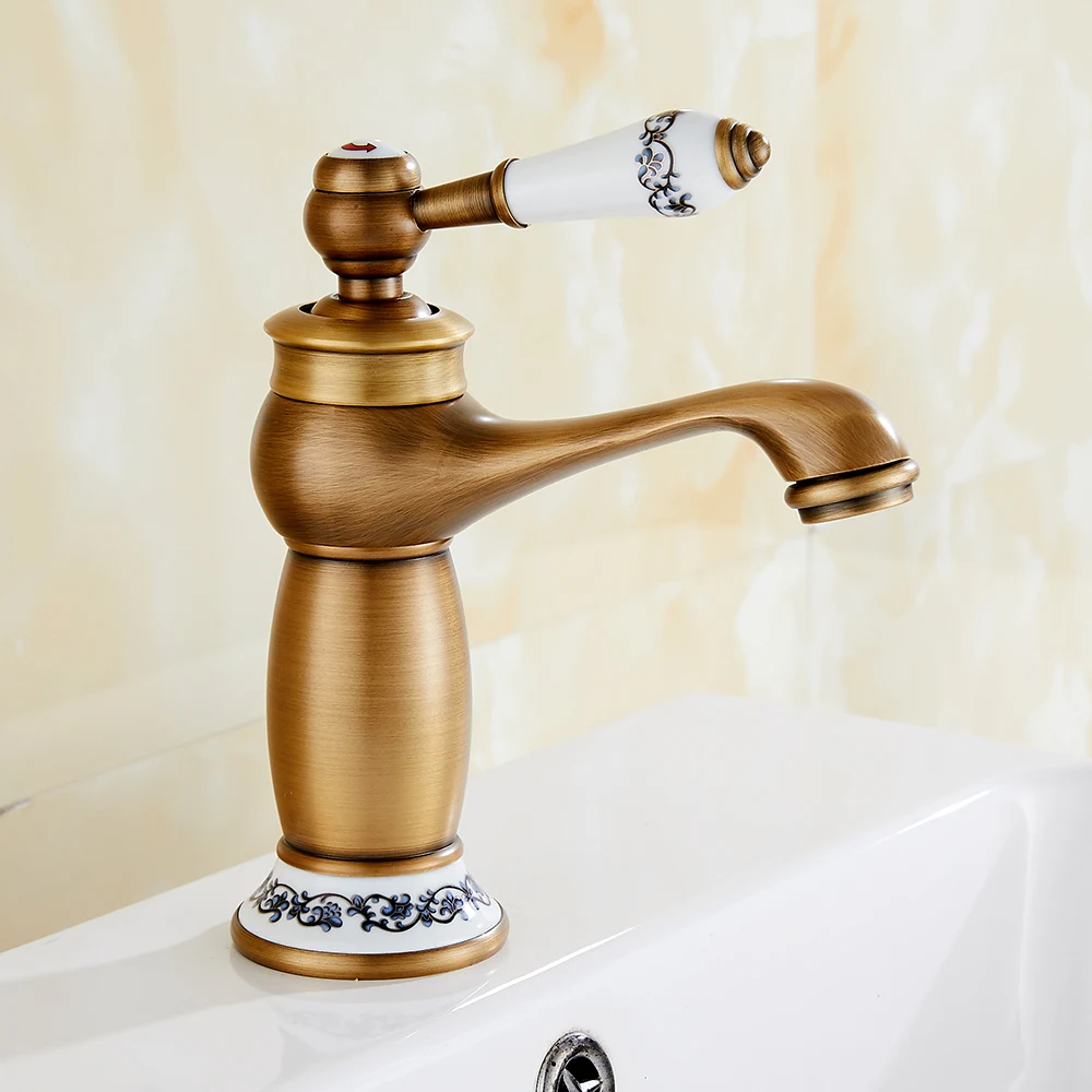 

NEW Bathroom Faucet Antique Bronze Finish Brass Basin Sink Solid Brass Faucets Single Handle Water Mixer Taps Bath Crane
