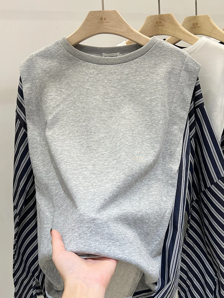 

Свитшот женский в полоску, с длинным рукавом и круглым вырезом