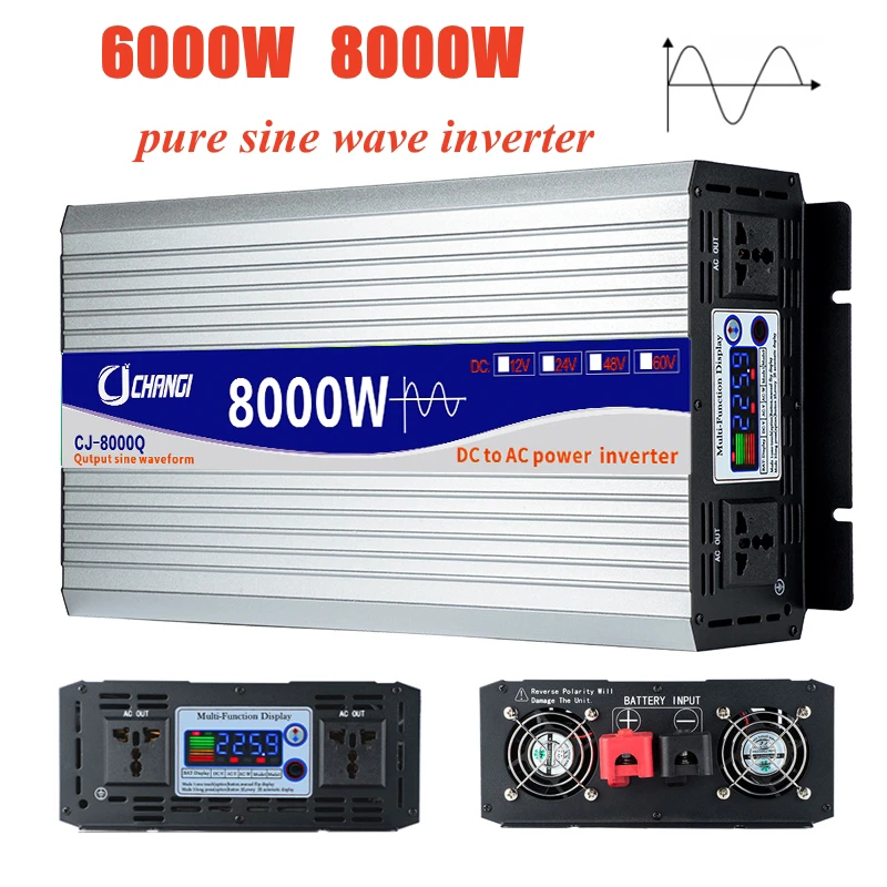

Pure Sine Wave Inverter 12v 220v 6000W 8000W DC 12V 24V 48V To AC 110V 220V Voltage Transformer Power Converter Solar Inverter