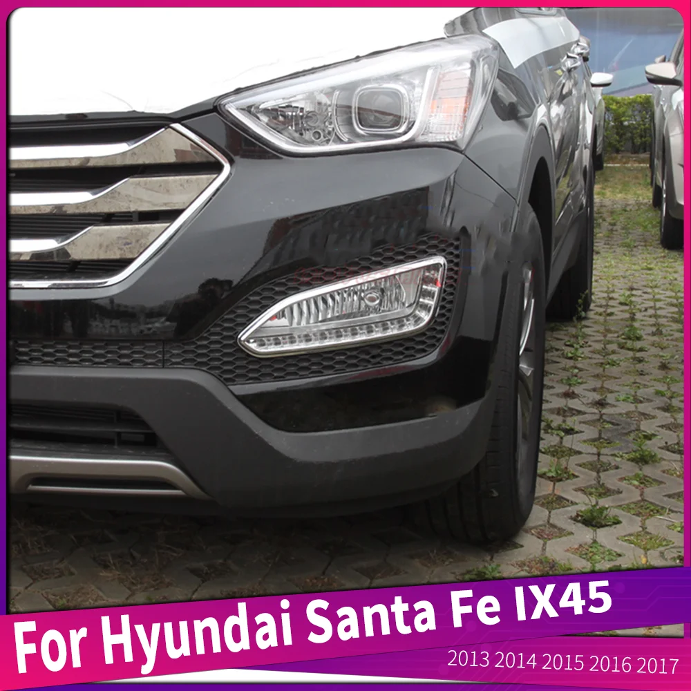 

Car Styling Front Bumper Foglight ABS Chrome Head Fog Lamp Trims Cover For Hyundai Santa Fe IX45 2013 2014 2015 2016 2017