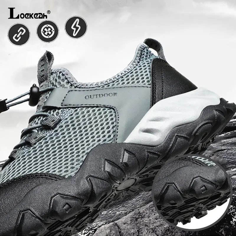 Non Slip Waterproof Mens Hiking Shoes Outdoor Breathable Comfortable Trekking Sneakers Wear-resistant Mountain Climbing Shoes