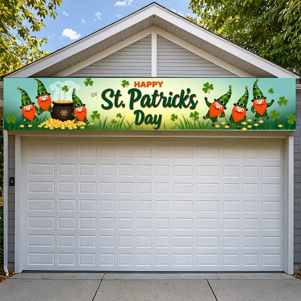 Легкий фон традиционный тканевый зеленый Happy Leprechaun для дома