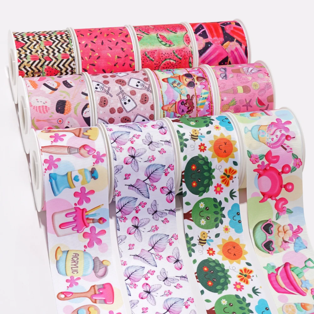 

Атласные ленты для бантов с принтом, 5 ярдов