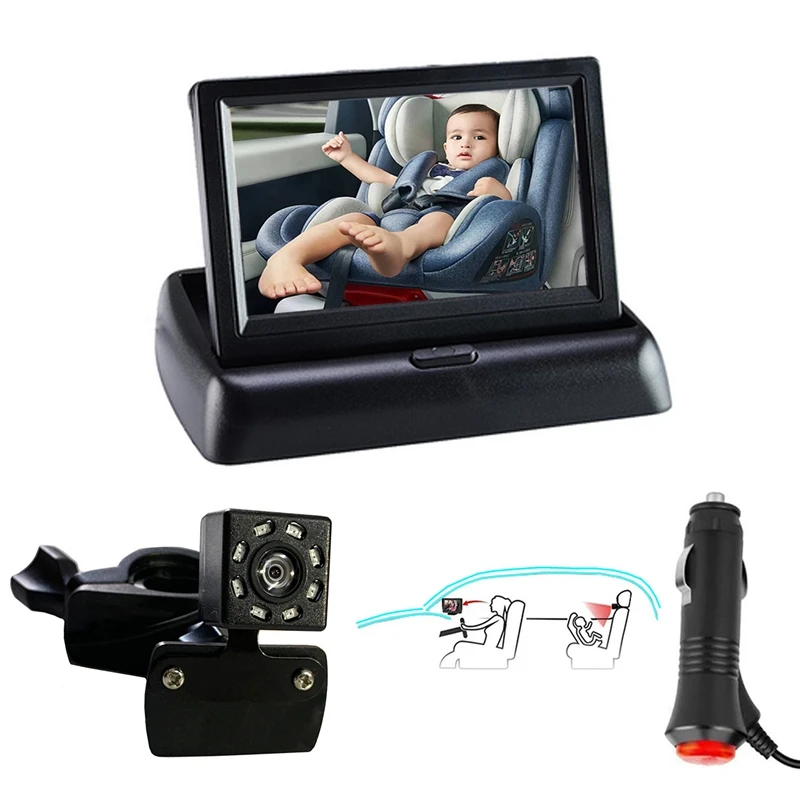

4.3 Inch HD Foldable Car Baby Rearview Camera Mirror Night Vision Monitor Infant Rear Display For Car Truck