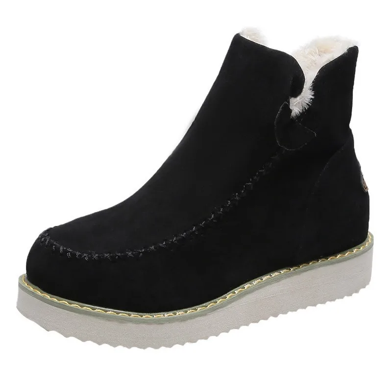 

Women Ankle Boots Winter Fashion Slip on Plus Velvet Warm Cotton Shoes Female Flat Booties Woman 2022 Casual High Top Short Boot