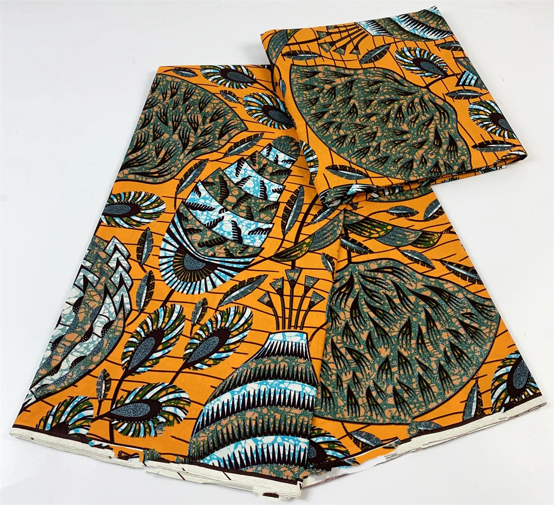 

New Design High Grade 100% Cotton African Fabrics Wax Prints Fabric Grand Golden Super Wax 6Yards Real Cotton Wax Fabrics