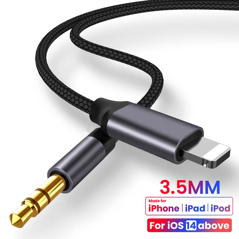 Audio Splitter Cable For Pin To 3.5 Mm Jack Aux Cable Car Speaker Headphone Adapter For iPhone 11 Pro Xr 12 13 iPhone 8 12Mini