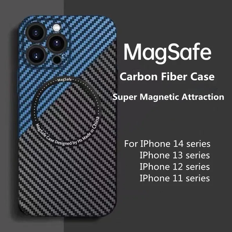 

For iPhone14ProMax Carbon Fiber Apple Phone Case Full Wrap Magnetic Magsafe Case For iPhone 14 13 12 11Promax Series Back Cover