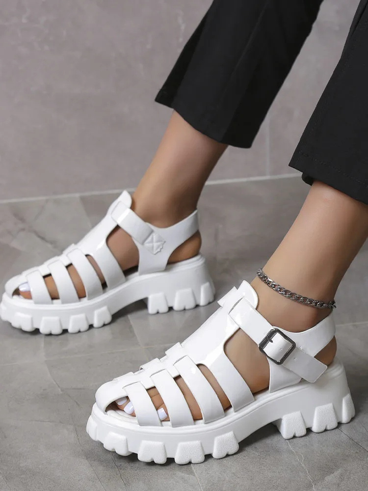 

Сандалии женские на толстой подошве, летние шлепанцы в римском стиле, сланцы для вечерние, модная массивная обувь, 2022