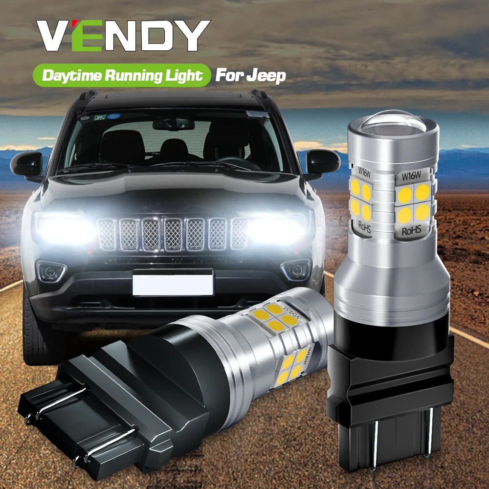 2x светодиодсветодиодный дневные ходовые огни DRL лампа Canbus 3157 P27/7W T25 для Jeep Compass Grand