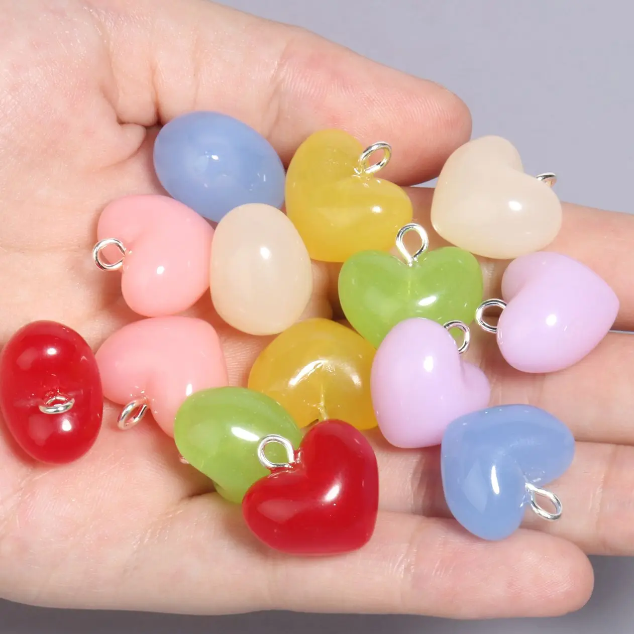 

10pcs/lot Mixed Cute Resin Heart charms pendants for bracelets necklace earrings jewelry making diy Keychain parts 17.5x18mm