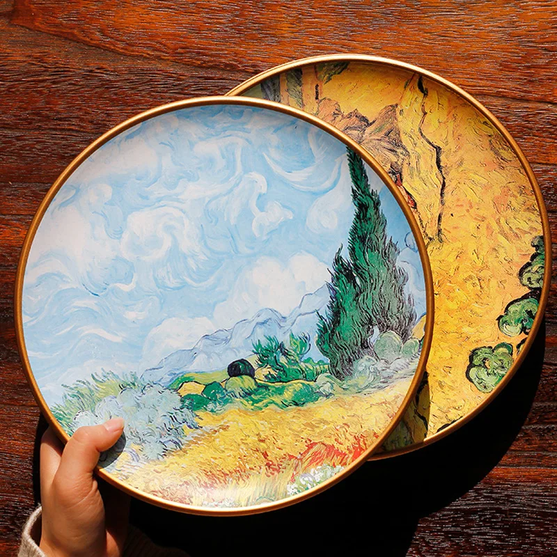 25cm Van Gogh Oil Painting PlateEuropean-style Decorative Plate Ornaments Ceramic Sitting Plate Restaurant Front Hanging Plate