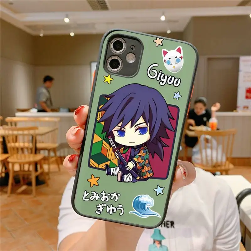 Cute Cartoon Japan Anime Demon Slayer Phone Case for iPhone 14 11 12 13 Mini Pro Max 8 7 Plus X XR XS MAX Translucent Cover