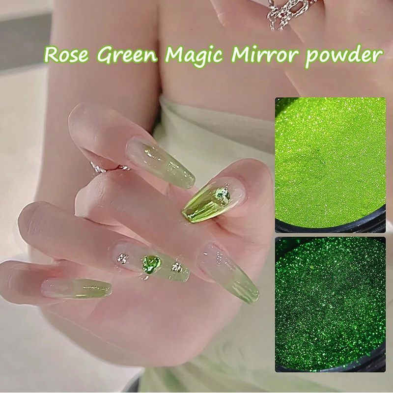 

Summer Fresh Light Rose Green Magic Nail Glitter Mirror Powder Dust Manicure Pigment Accessories Nail Art Design Nails Charms