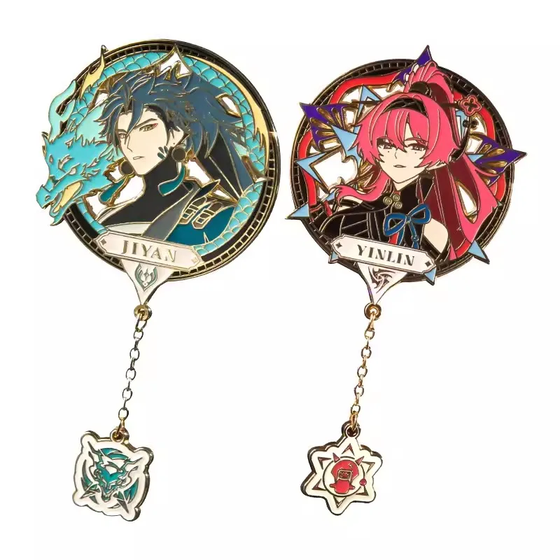 Металлическая брошь с изображением волн дзи Янь Инь Линь для ролевых игр