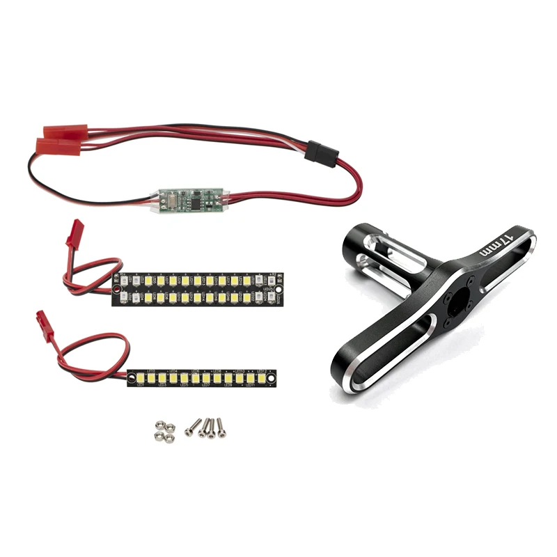 

2 Set RC Car Part: 1 Set 70Mm 58Mm Front Rear Bumper Led Light Bar & 1 Pcs 17Mm Wheel Nuts Sleeve Hex Wrench Tool