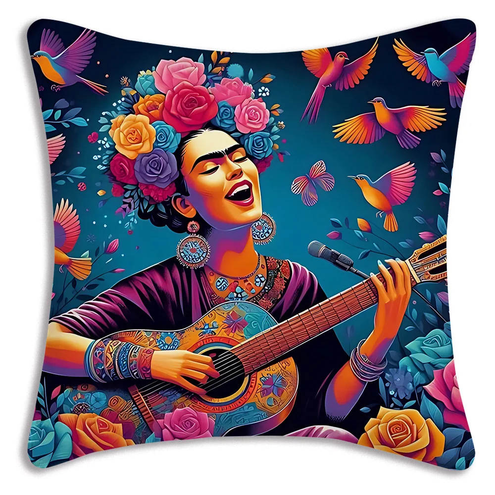 Pillow Covers Cartoon F-Frida Sofa Decorative Home Double-sided Printing Short Plush Cute Cushion Cover