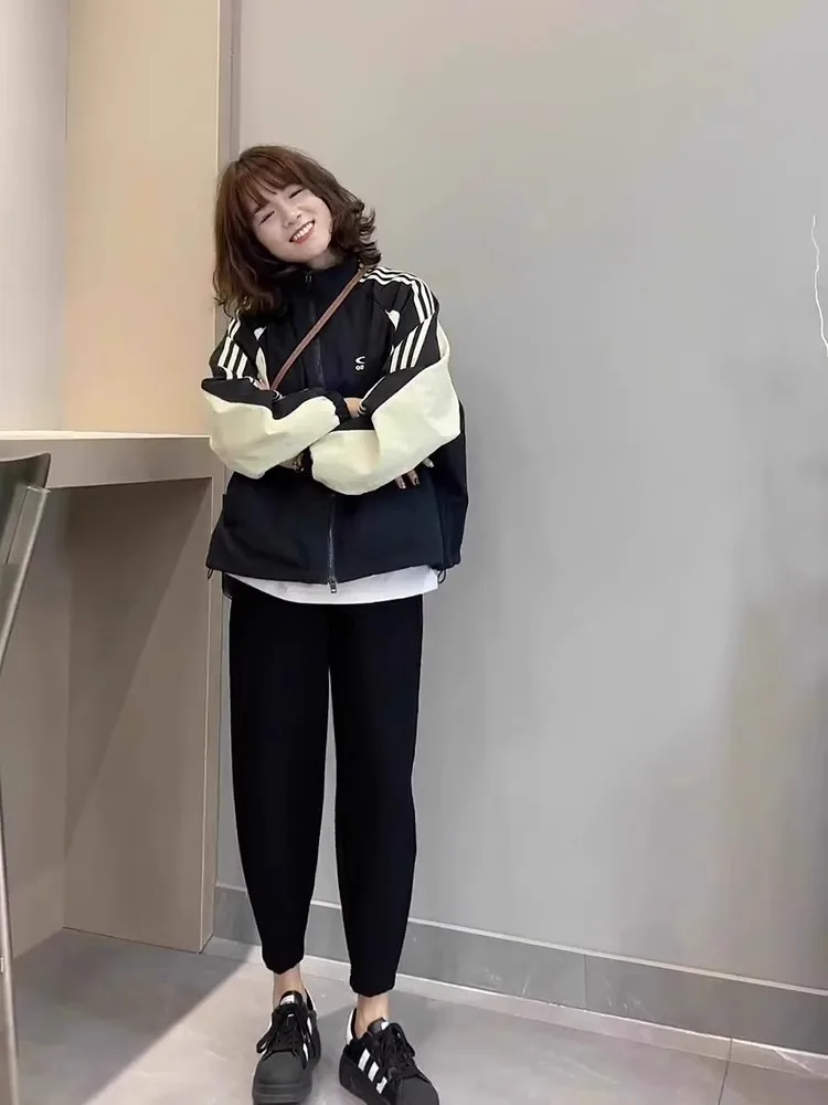 This Year's Popular Beautiful Outerwear Women Autumn and Winter Chubby Slimming High-Grade Contrast Color Patchwork Baseball ... |