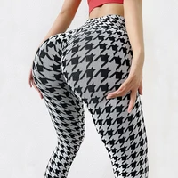 new seamless knitted houndstooth yoga pants pants leggings women gym peach hip sexy running sports fitness pants women clothing