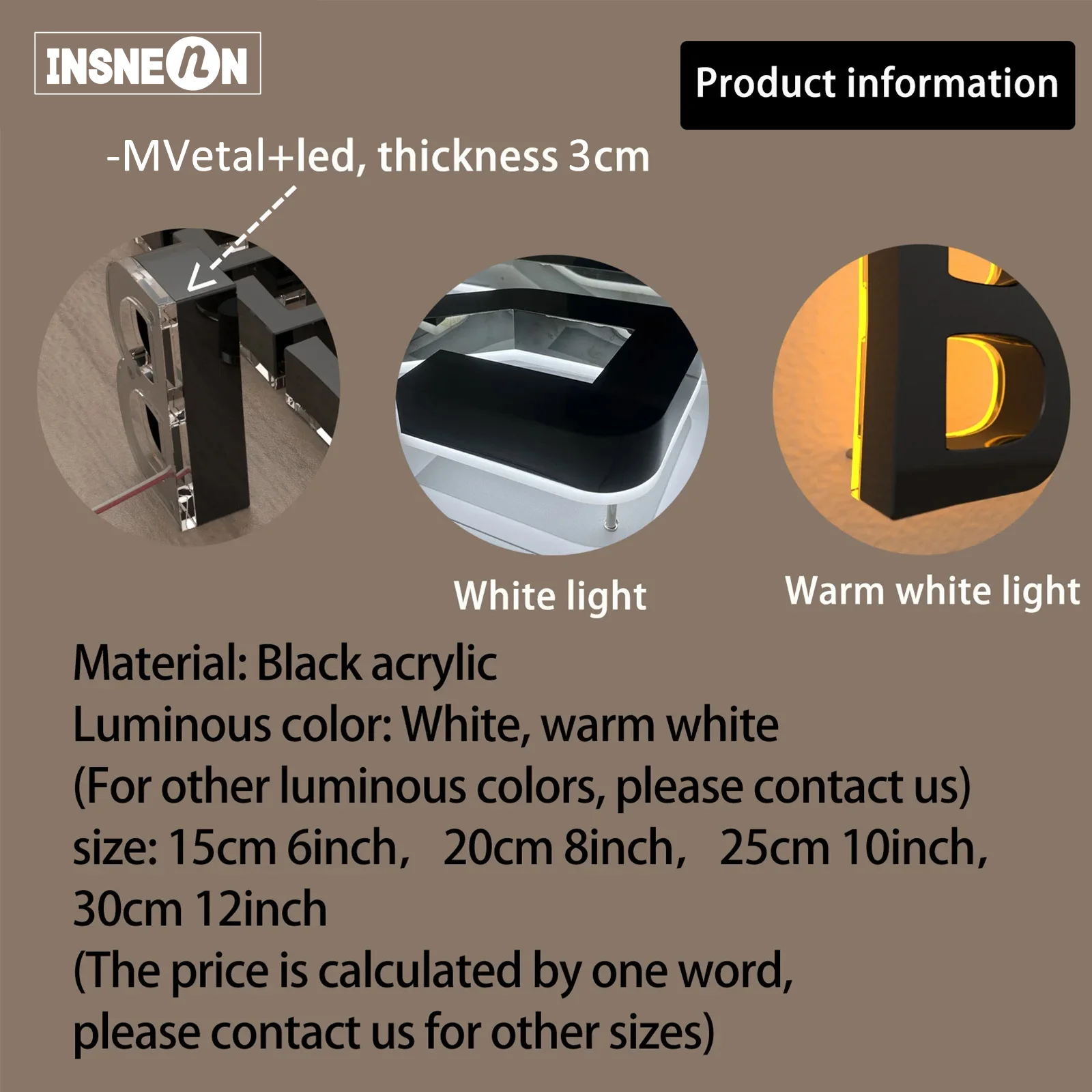 Светодиодный знак под заказ коммерческий внутренний и наружный 3D металлический