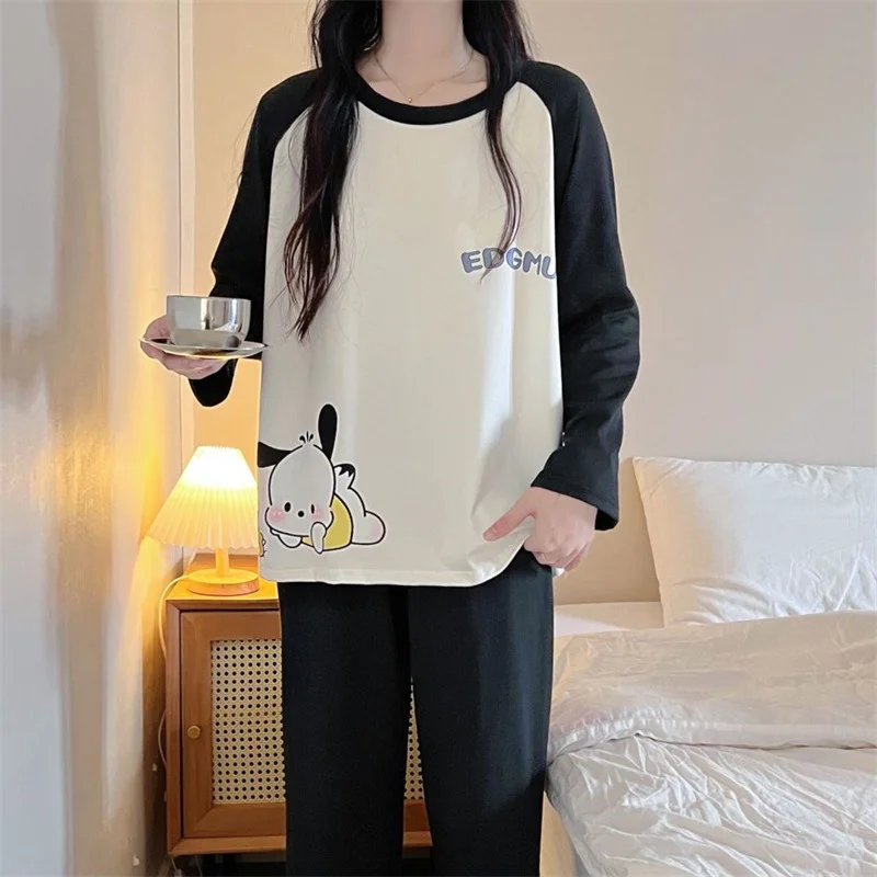 Новинка Осенняя Пижама Sanrio Pacha с длинными рукавами Женский пуловер милая и