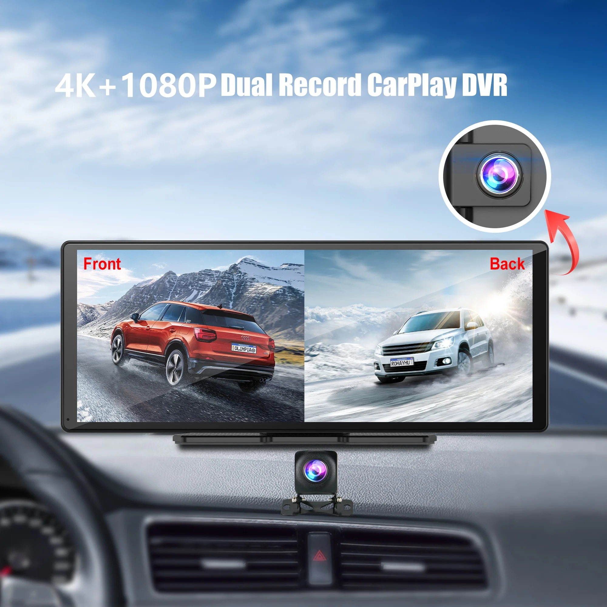 11 3-дюймовый видеорегистратор 4K 2160P автомобильное зеркало видеозапись Carplay и Android