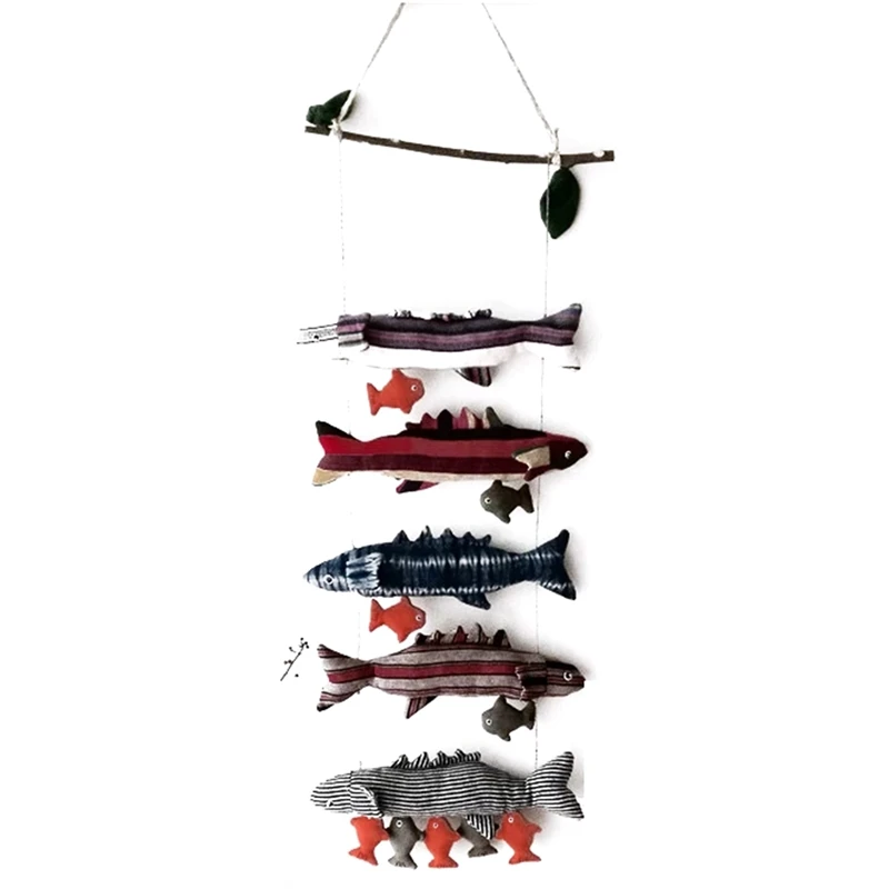 

Hanging Decor Handmade Vintage Crafts Fish Decoration Nordic Retro Saury Home Stay Living Room Wall Art Ornament