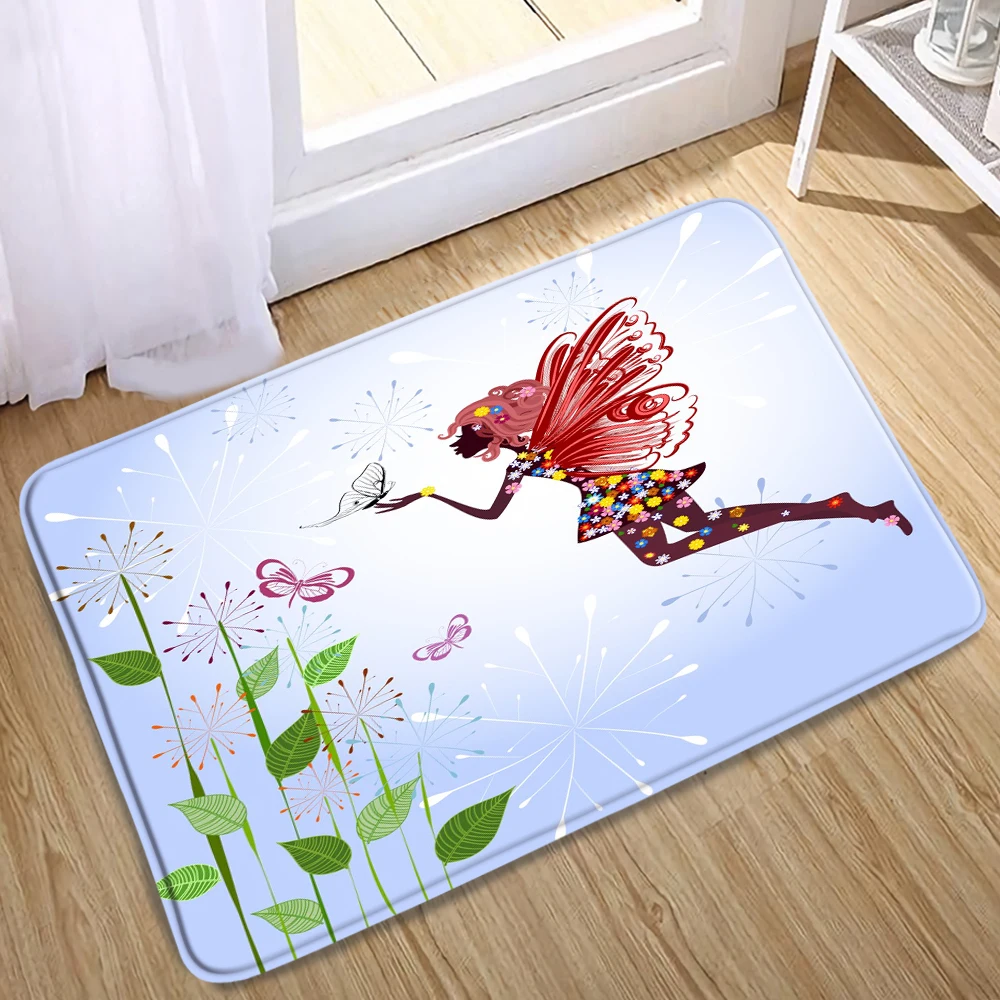 cartoon bath mat welcome entrance mat hallway angel wing flower carpet rugs for room bedroom home decor kitchen doormat art pad free global shipping
