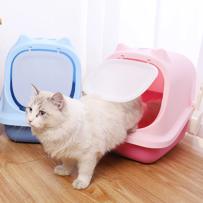 

Pets Portable Full Closed Cat Litter Box Easy Clean Pet House Bedpan Toilet W/Scoop Sand Container Sandboxes For Cats Cat Toilet
