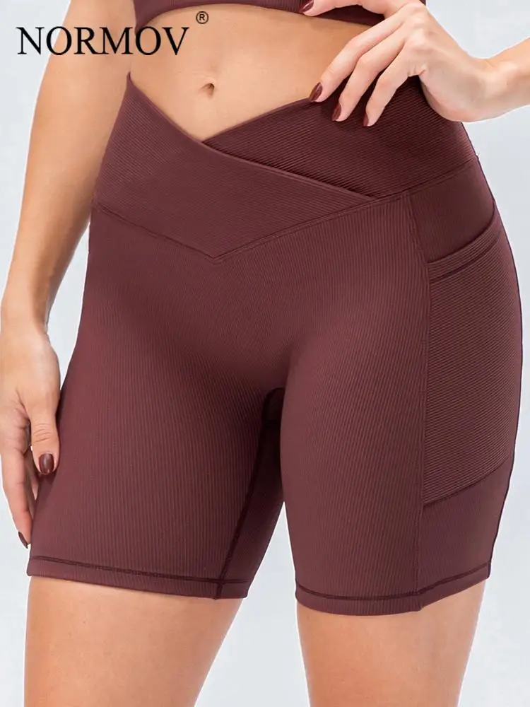 

NORMOV Shorts Seamless Fitness Women Aesthetic Shorts Push Up Sexy Solid Color Elastic Shorts Workout Gym Sport Yoga Shorts