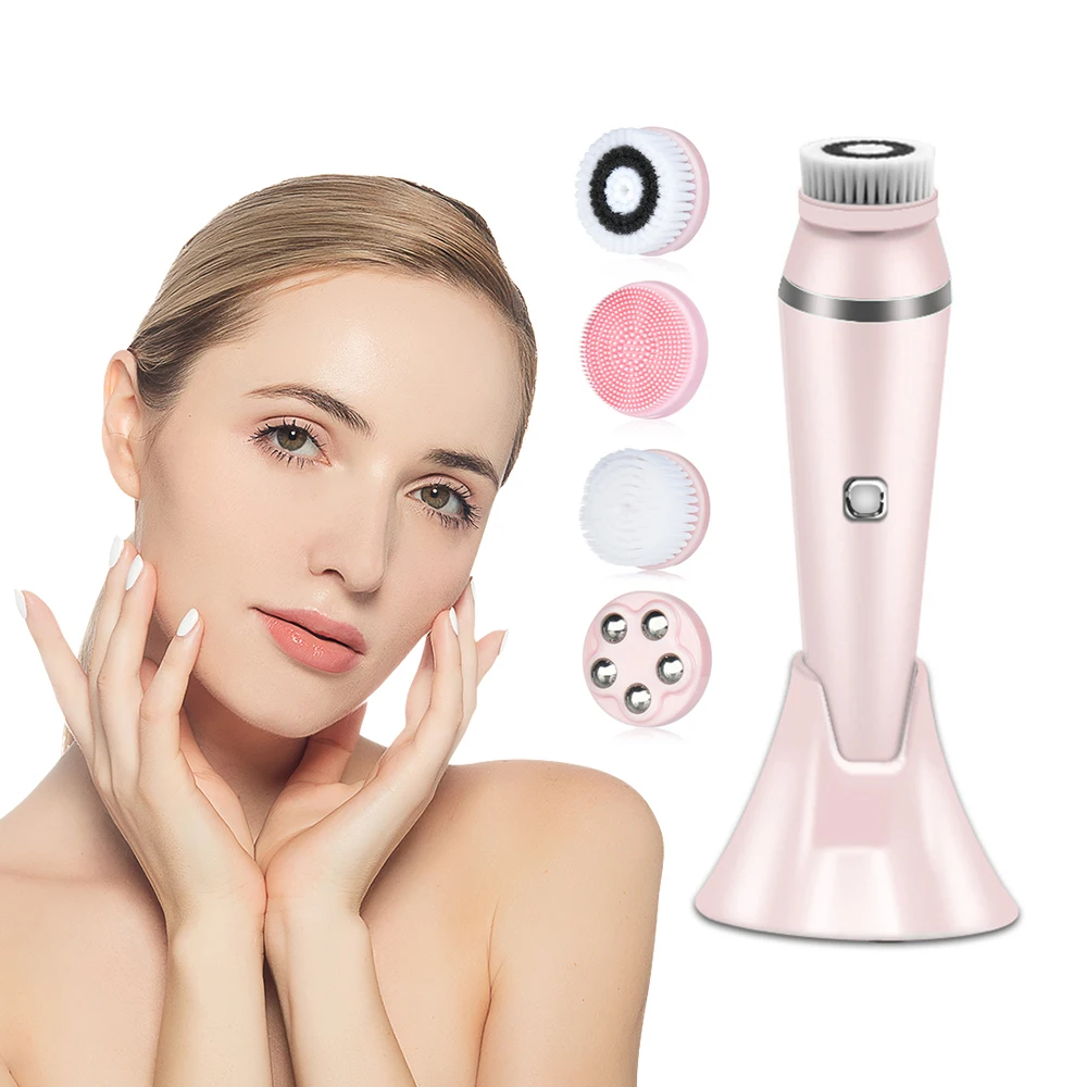 4 в 1 Электрическая щетка для очищения лица Face Cleaner Личный уход Массажер от прыщей Машина для упругости кожи Красота Инструменты