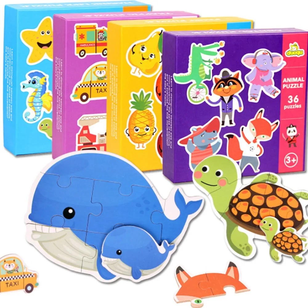 

Children Wooden Animal Cognition Puzzle Fruit Learning Educational Toy Christmas Gifts For Kid Learning & Education Puzzle Toy