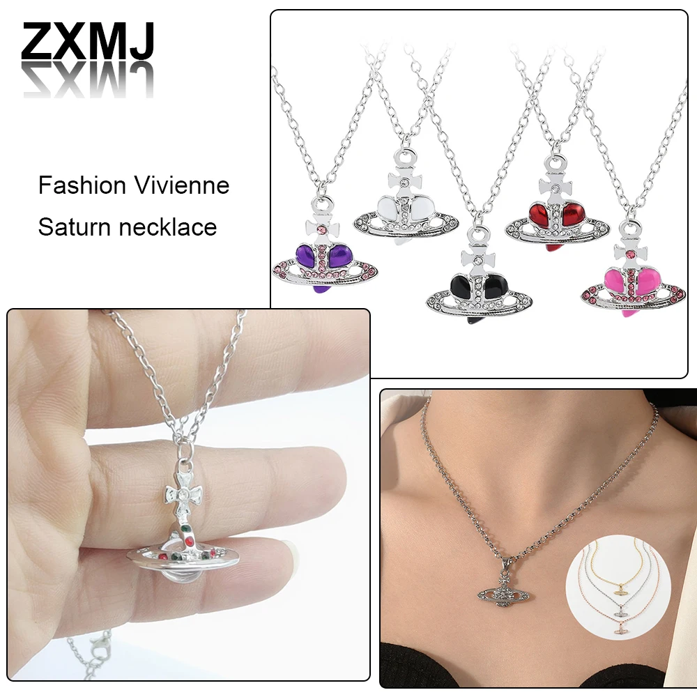 

ZXMJ Ожерелье Vivienne Saturn для женщин модные ожерелья с бриллиантами модное ожерелье со стразами и подвеской в виде любви женское ожерелье популя...