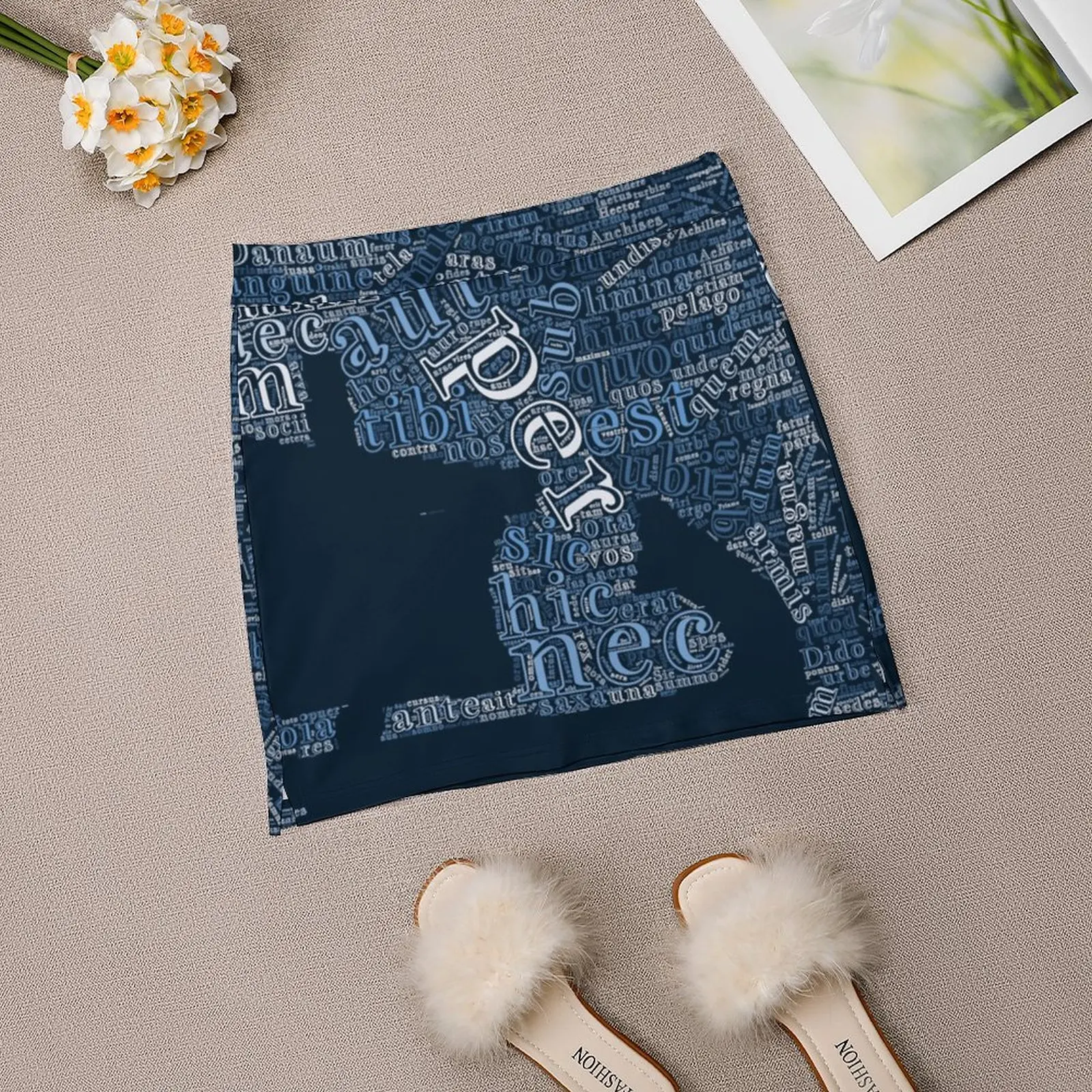 Aeneid Word Cloud Art Новые женские юбки Короткое платье с двухслойным принтом