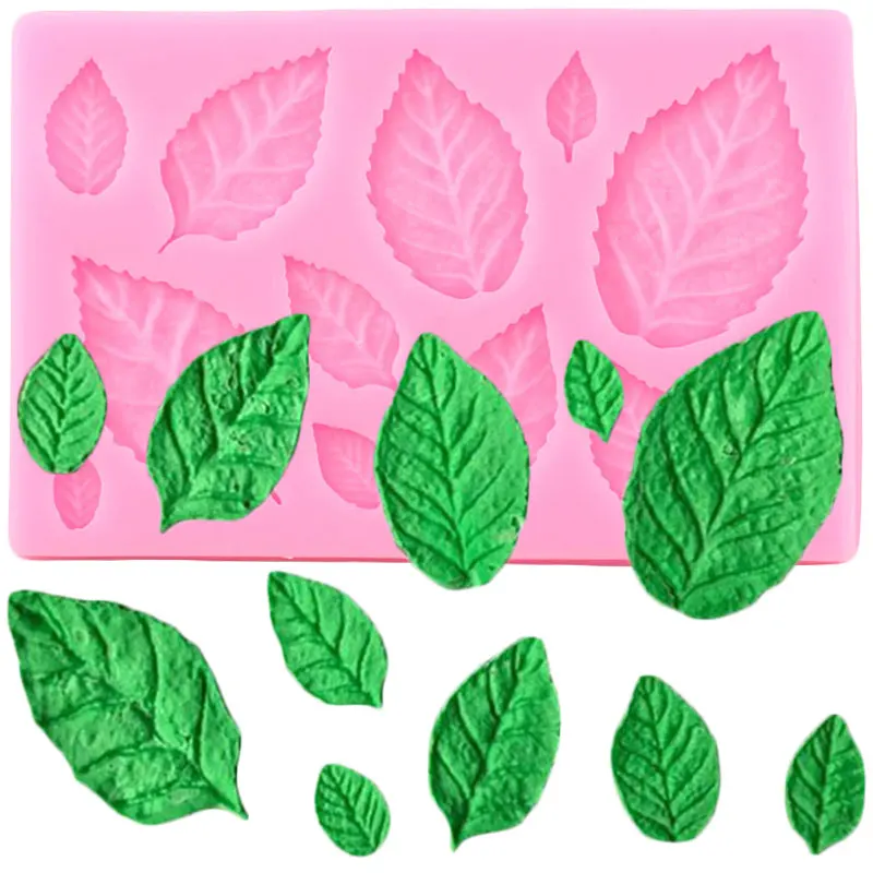 

3D Mini Rose Flower Leafs Silicone Mold DIY Fondant Chocolate Sugarcraft Cake Decor Baking Tools Confectionery Clay Resin Mould