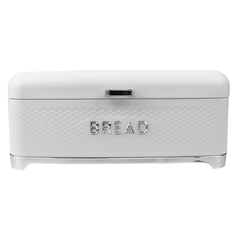 

Luxurious White Soho Swing-Up Lid Tin Bread Box: Perfect Food Storage Container for Your Kitchen Counter - Ideal for Your Kitche