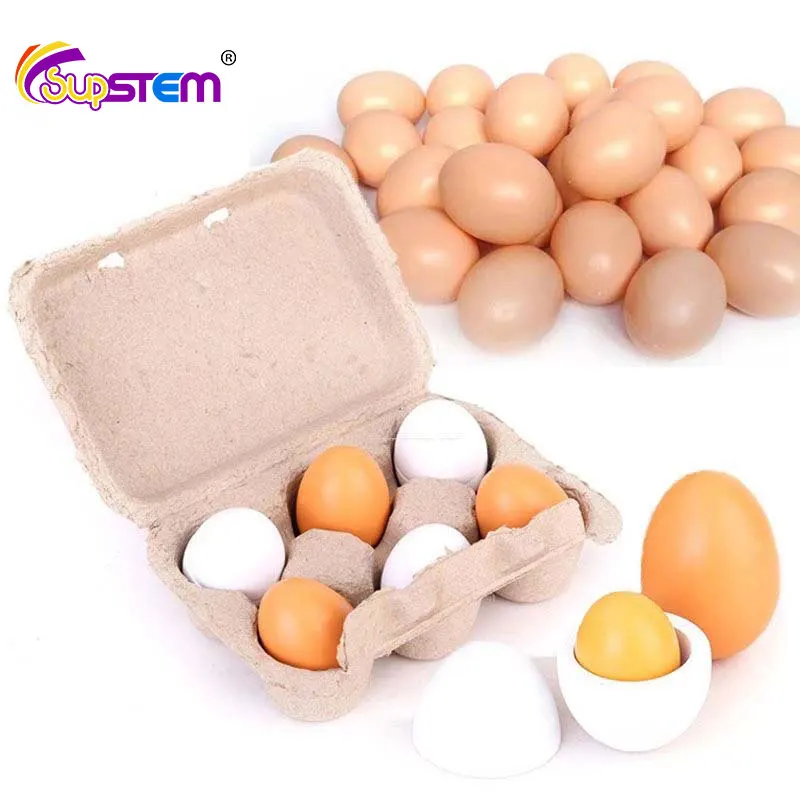 

6pcs Wooden Eggs Pretend Play Game Children Food Toys Play House Girls Puzzle Educational Cooking Childrens Kitchen Set Girl Toy