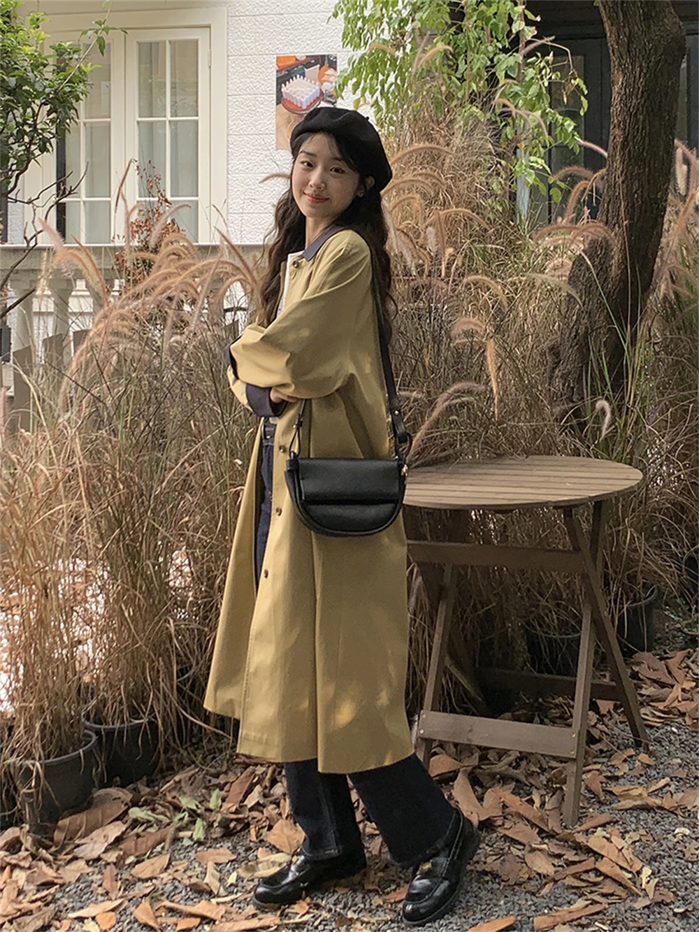 

2023 New Spring and Autumn Women's Wear Korean Style Retro Casual Small Mid Length Windbreaker Coat