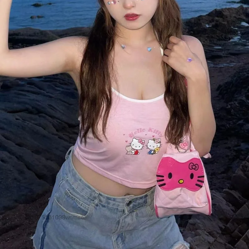Майка на бретельках для девочек Hello Kitty Y2k