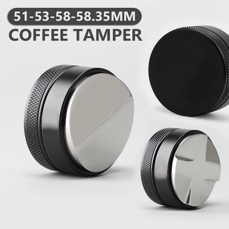 

51/53/58/58.35mm Coffee Tamper Distributor Adjustable 304 Stainless Steel Espresso Macaron Convex Four Angled Slopes Base