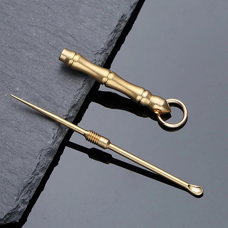 

Portable Metal Ear Spoon Toothpick Combination Pure Brass Toothpick Ear Spoon Stronger Than Dental Floss Tool Multifunctional
