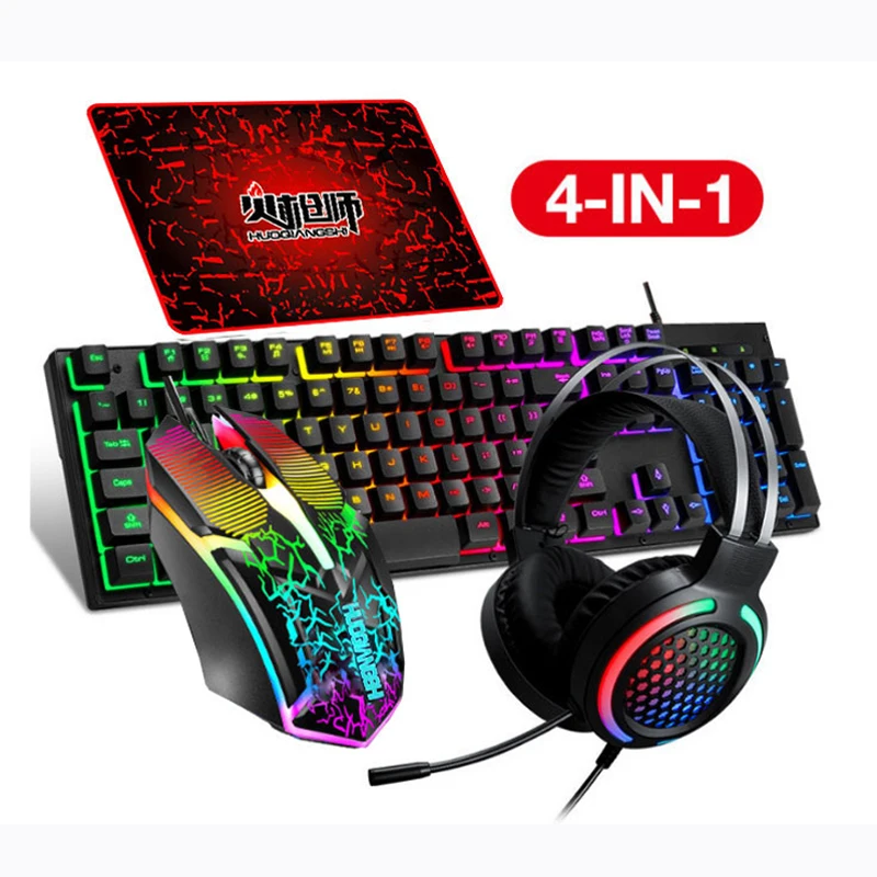 4 in 1 Gaming Keyboard and Mouse Combo with Headset and Mouse Pad Gamer Accessories for PC Laptop