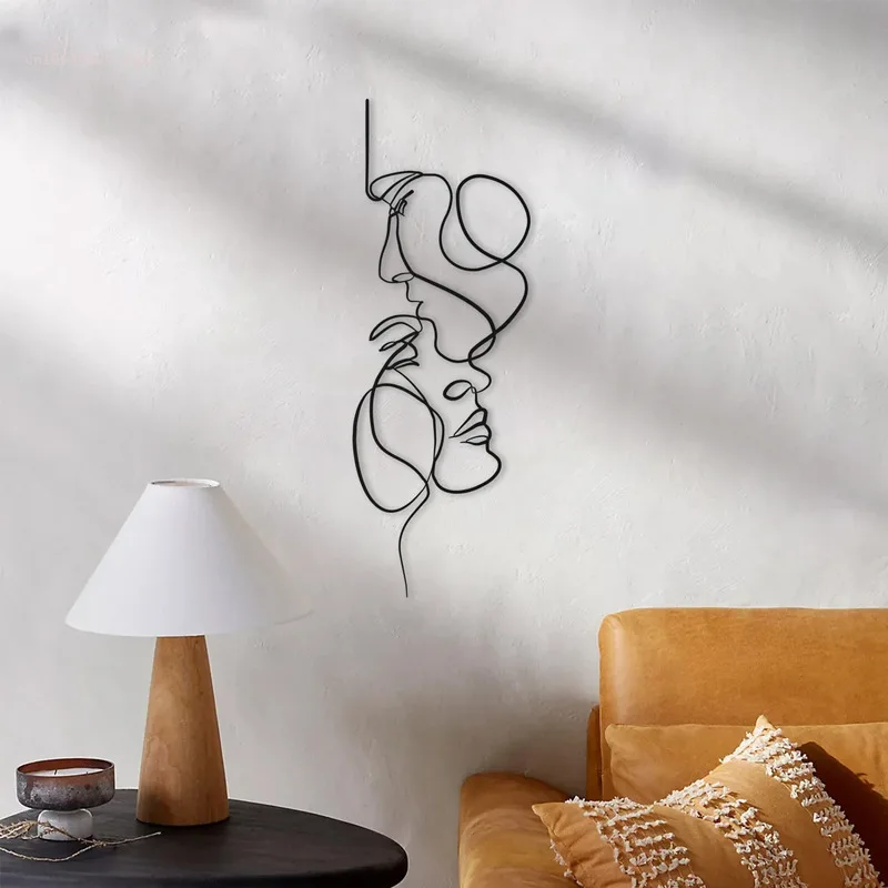 

Creative Metal Ornament Face Line Metal True Love Wall Art Decor Home Office Living Bedroom Room Decoration Wall Decoration