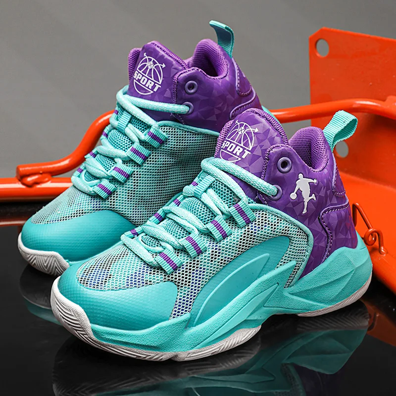 Big Size 30-45 Summer Mesh Breathable Basketball Shoes Boy Girl Wear Resistance Children's Sneakers Comfortable Kid Sports Shoes