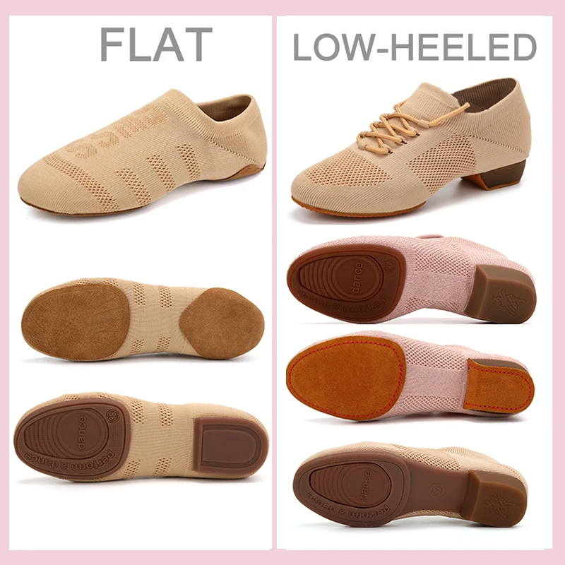 Dance Shoes women latin ballroom jazz tango Practice Training teaching dancing shoes woman ladies girls Knitted salsa flat shoes