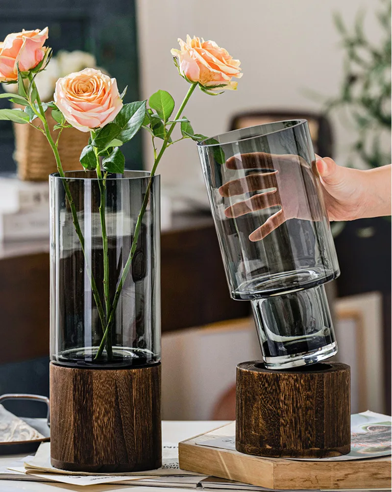 

Nordic Vase Simple European Clear Flowers Vase Transparent Glass Vase Rose Lily Flower Arrangement Living Room Home Decor